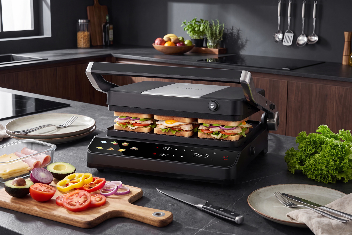 Grill elektryczny DualPlate Pro 2200W Transa Electronics z rozkładaniem 180